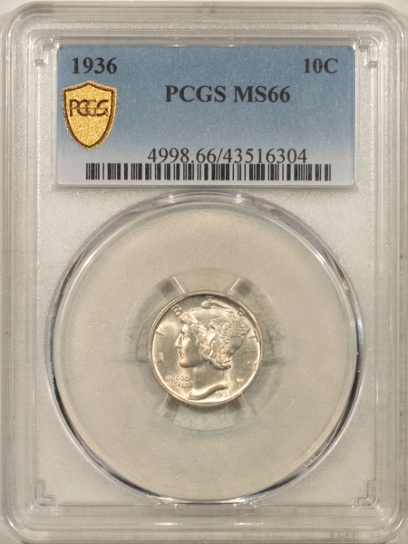 Mercury Dimes 1936 MERCURY DIME – PCGS MS-66, WHITE & LOOKS FB!