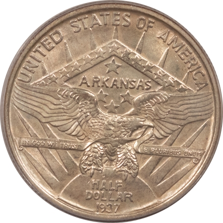 New Certified Coins 1937 ARKANSAS COMMEMORATIVE HALF DOLLAR – PCGS MS-64 OLD HOLDER, PREMIUM QUALITY