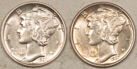 New Store Items 1937-D 1937-S MERCURY DIMES LOT OF 2 – HIGH GRADE NEARLY UNCIRC LOOKS CHOICE!