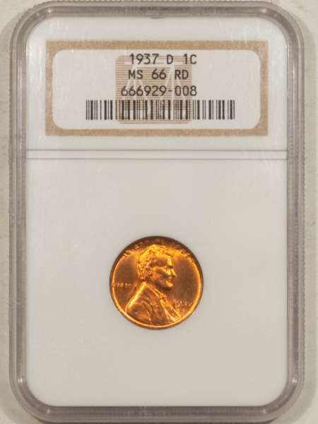 Lincoln Cents (Wheat) 1937-D LINCOLN CENT – NGC MS-66 RD