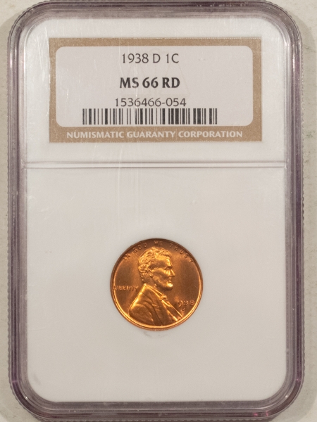 Lincoln Cents (Wheat) 1938-D LINCOLN CENT – NGC MS-66 RD