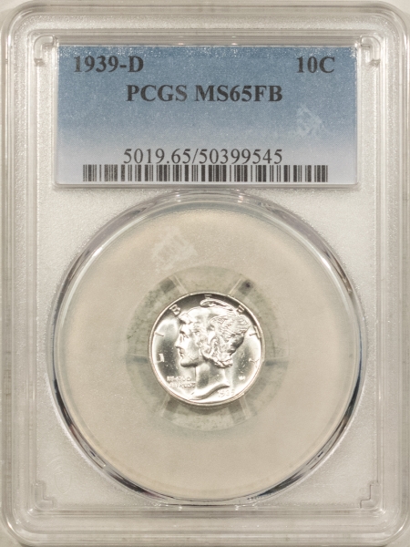 Mercury Dimes 1939-D MERCURY DIME – PCGS MS-65 FB, BLAST WHITE