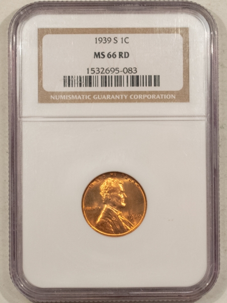 Lincoln Cents (Wheat) 1939-S LINCOLN CENT – NGC MS-66 RD