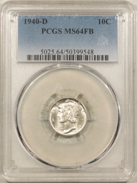 Mercury Dimes 1940-D MERCURY DIME – PCGS MS-64 FB, BLAST WHITE