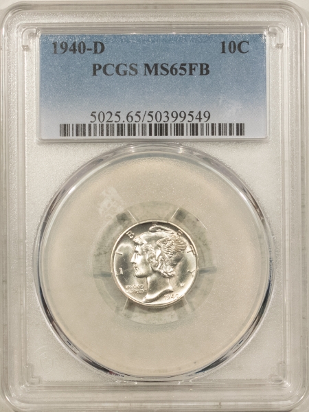 Mercury Dimes 1940-D MERCURY DIME – PCGS MS-65 FB, BLAST WHITE