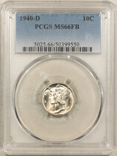 Mercury Dimes 1940-D MERCURY DIME – PCGS MS-66 FB, FRESH & NICE!