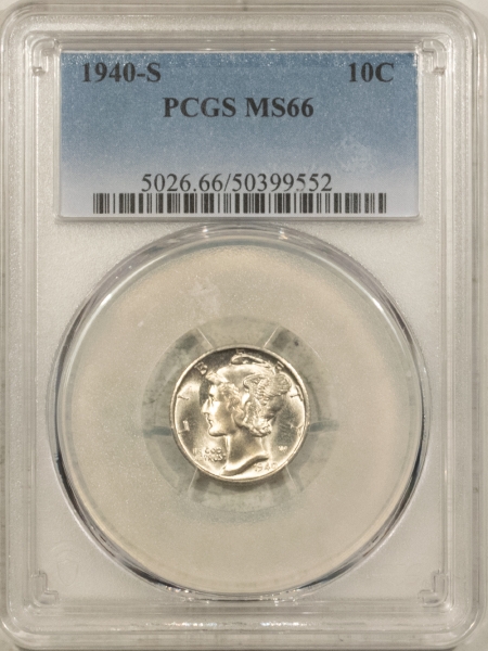 Mercury Dimes 1940-S MERCURY DIME – PCGS MS-66 ORIGINAL WHITE