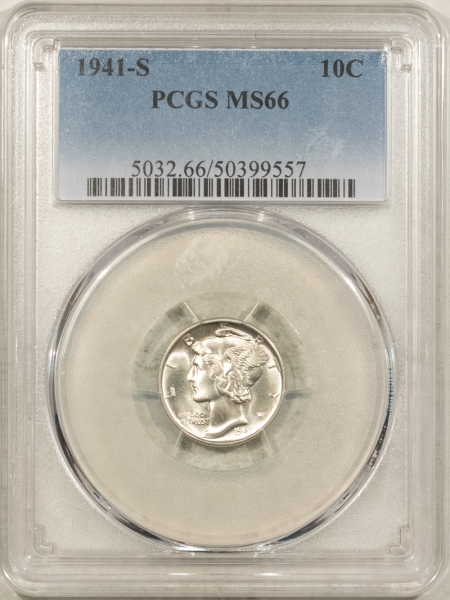 Mercury Dimes 1941-S MERCURY DIME – PCGS MS-66, BLAST WHITE