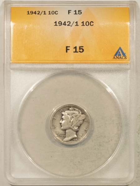 Mercury Dimes 1942/1 MERCURY DIME – ANACS F-15, KEY-DATE!