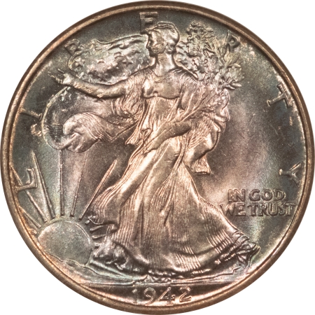 New Store Items 1942 WALKING LIBERTY HALF DOLLAR – PCI MS-60, GORGEOUS TONING!