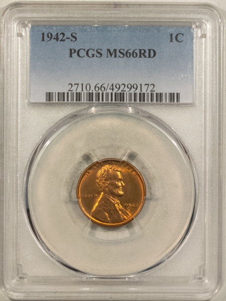 Lincoln Cents (Wheat) 1942-S LINCOLN CENT – PCGS MS-66 RD