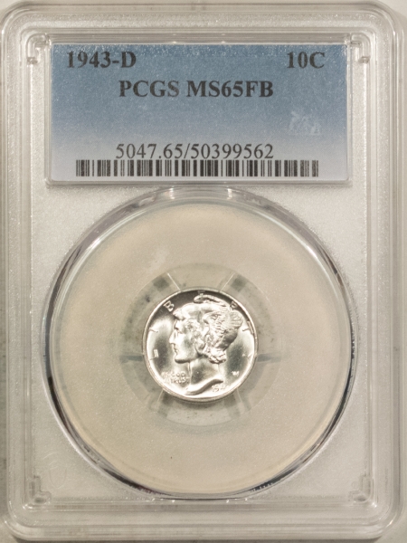 Mercury Dimes 1943-D MERCURY DIME – PCGS MS-65 FB, BLAST WHITE GEM!