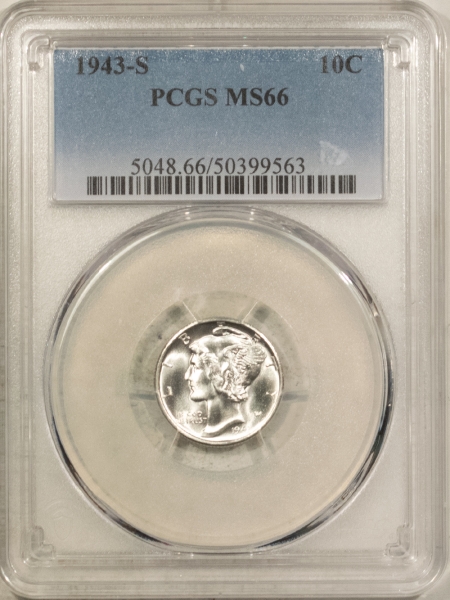 Mercury Dimes 1943-S MERCURY DIME – PCGS MS-66, BLAZING WHITE & SUPERB!