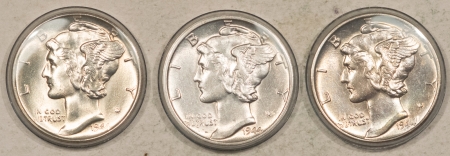 New Store Items 1944-P/D/S MERCURY DIMES, LOT OF 3 – UNCIRCULATED!