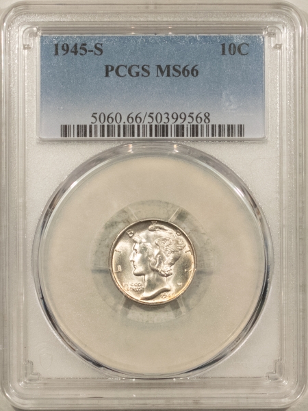 Mercury Dimes 1945-S MERCURY DIME – PCGS MS-66, PRETTY & LUSTROUS!