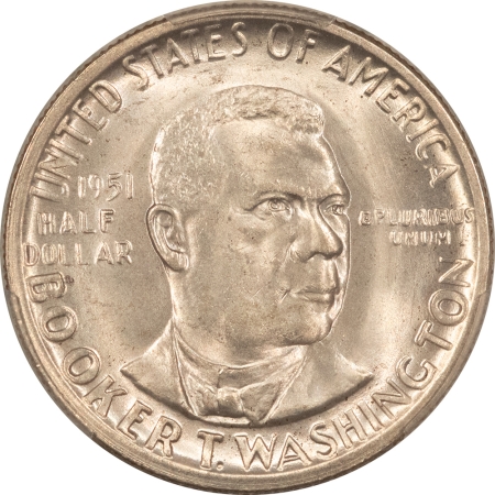 New Certified Coins 1951 BOOKER T WASHINGTON COMMEMORATIVE HALF DOLLAR PCGS MS-65, CREAMY WHITE GEM!