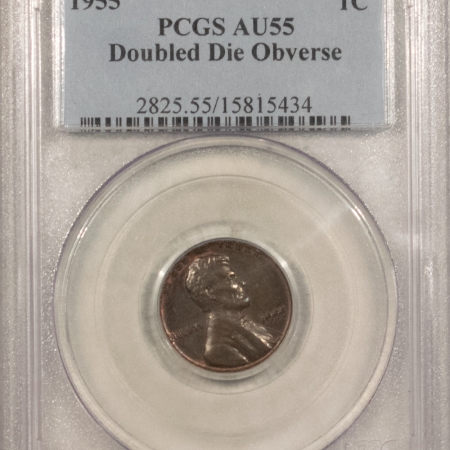 Lincoln Cents (Wheat) 1955/55 DOUBLED DIE OBVERSE LINCOLN CENT PCGS AU-55