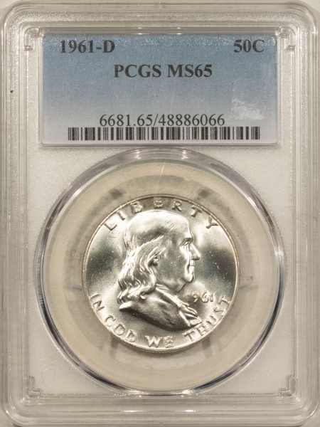 Franklin Halves 1961-D FRANKLIN HALF DOLLAR – PCGS MS-65, BLAST WHITE!