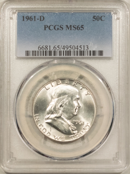 Franklin Halves 1961-D FRANKLIN HALF DOLLAR – PCGS MS-65, BLAST WHITE