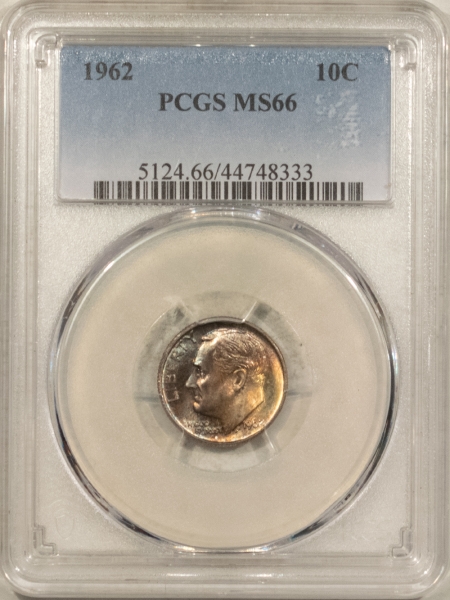 New Certified Coins 1962 ROOSEVELT DIME – PCGS MS-66, PRETTY!