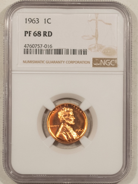 Lincoln Cents (Memorial) 1963 PROOF LINCOLN CENT – NGC PF-68 RD