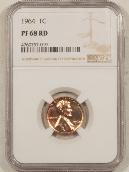 Lincoln Cents (Memorial) 1964 PROOF LINCOLN CENT – NGC PF-68 RD