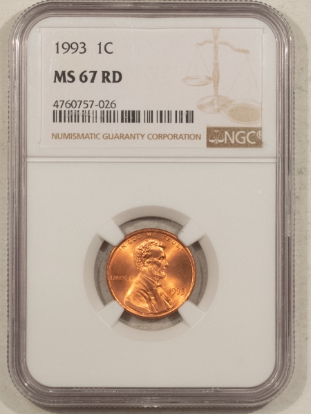 Lincoln Cents (Memorial) 1993 LINCOLN CENT – NGC MS-67 RD