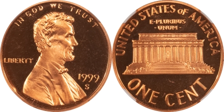 Lincoln Cents (Memorial) 1999-S PROOF LINCOLN CENTS, LOT OF 2 COINS – NGC PF-69 RD ULTRA CAMEO