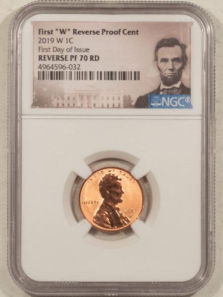 Lincoln Cents (Memorial) 2019-W REVERSE PROOF LINCOLN SHIELD CENT – NGC REVERSE PF-70 RD FIRST DAY ISSUE!