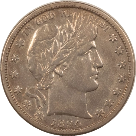 U.S. Uncertified Coins 1894-S BARBER HALF DOLLAR – HIGH GRADE EXAMPLE! AU+ DETAIL BUT CLEANED!