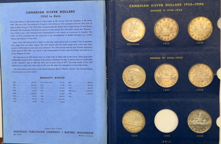 New Store Items 1935-1965 23 COIN CANADA SILVER $1 PARTIAL SET, NICE MIX 1938,1946,MORE, W/ALBUM