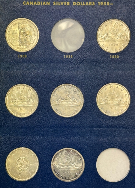 New Store Items 1935-1965 23 COIN CANADA SILVER $1 PARTIAL SET, NICE MIX 1938,1946,MORE, W/ALBUM