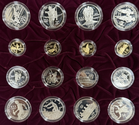 Modern Commems 1996 US OLYMPICS COMMEMORATIVE COMPLETE 32 COIN SET W/ GOLD,SILVER,50C OGP, MORE