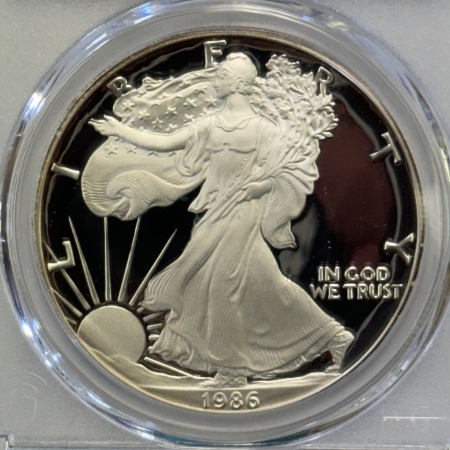 American Silver Eagles 1986-S PROOF AMERICAN SILVER EAGLE 1 OZ PCGS PR-70 DCAM, CLEVELAND MINT MASTER