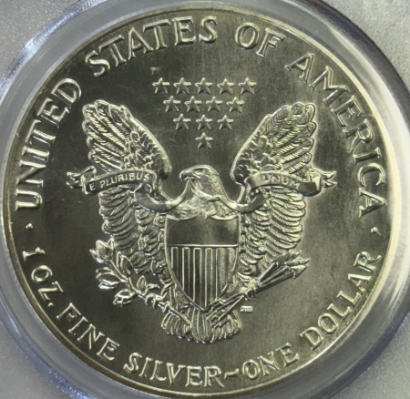 American Silver Eagles 1986 $1 AMERICAN SILVER EAGLE, 1 OZ – PCGS MS-69, JOHN M. MERCANTI SIGNATURE