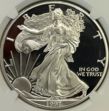 American Silver Eagles 1997-P 1 OZ PROOF AMERICAN SILVER EAGLE PCGS PR-70 ULTRA CAMEO PERFECT SPOT-FREE