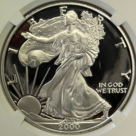 American Silver Eagles 2000-P 1 OZ PROOF AMERICAN SILVER EAGLE NGC PF-70 ULTRA CAMEO PERFECT, SPOT-FREE