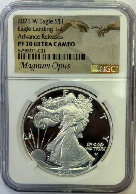 American Silver Eagles 2021W 1OZ AMERICAN SILVER EAGLE TY 2 NGC PF70 ULTRA CAM MAGNUM OPUS ADVANCED REL