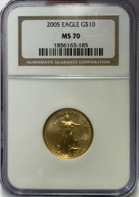 American Gold Eagles, Buffaloes, & Liberty Series 2005 $10 1/4 OZ AMERICAN GOLD EAGLE – NGC MS-70, PERFECT!