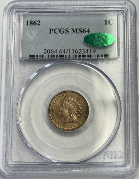 CAC Approved Coins 1862 INDIAN CENT – PCGS MS-64, PRETTY, PREMIUM QUALITY & CAC APPROVED!