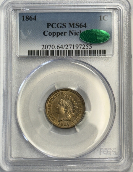 CAC Approved Coins 1864 INDIAN CENT COPPER NICKEL PCGS MS-64 LUSTROUS PREMIUM QUALITY CAC APPROVED!