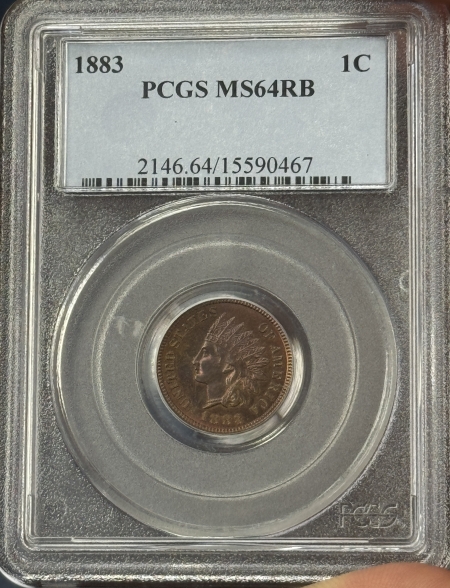 Indian 1883 INDIAN CENT – PCGS MS-64 RB, PRETTY & PREMIUM QUALITY!