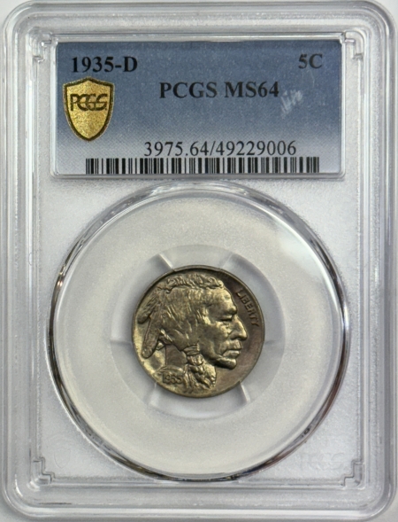 Buffalo Nickels 1935-D BUFFALO NICKEL – PCGS MS-64, WELL-STRUCK & NEAR GEM!