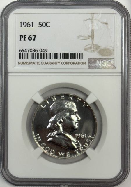 Franklin Halves 1961 PROOF FRANKLIN HALF DOLLAR – NGC PF-67, WHITE & SUPERB!