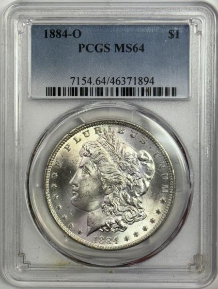 Morgan Dollars 1884-O $1 MORGAN DOLLAR – PCGS MS-64, BLAST WHITE!