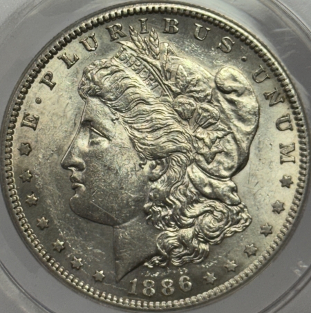 Morgan Dollars 1886-S $1 MORGAN DOLLAR – ANACS AU-55, NICE FLASHY, LOOKS UNC!