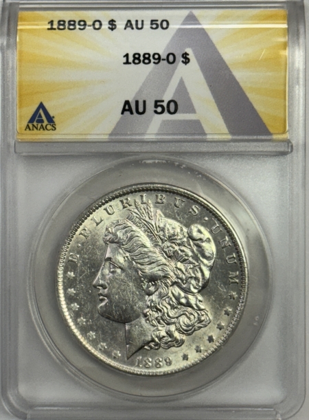 Morgan Dollars 1889-O $1 MORGAN DOLLAR – ANACS AU-50, FLASHY, HIGH GRADE LOOKS BETTER!