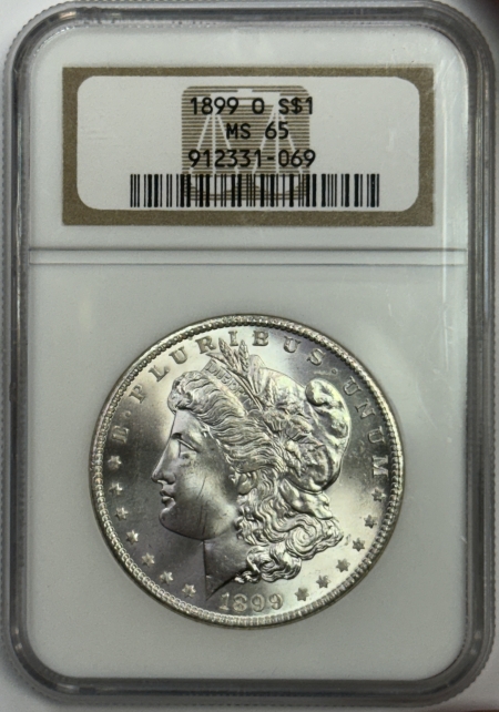 Morgan Dollars 1899-O $1 MORGAN DOLLAR – NGC MS-65, BLAZING WHITE!