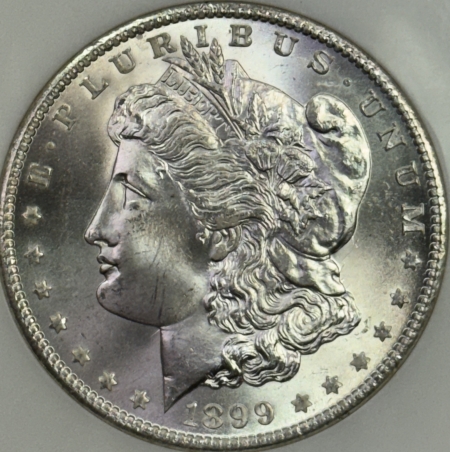 Morgan Dollars 1899-O $1 MORGAN DOLLAR – NGC MS-65, BLAZING WHITE!