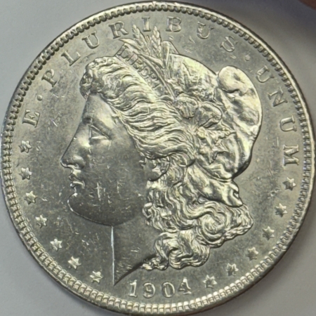 U.S. Uncertified Coins 1904 $1 MORGAN DOLLAR – WHITE! NEARLY UNCIRCULATED!